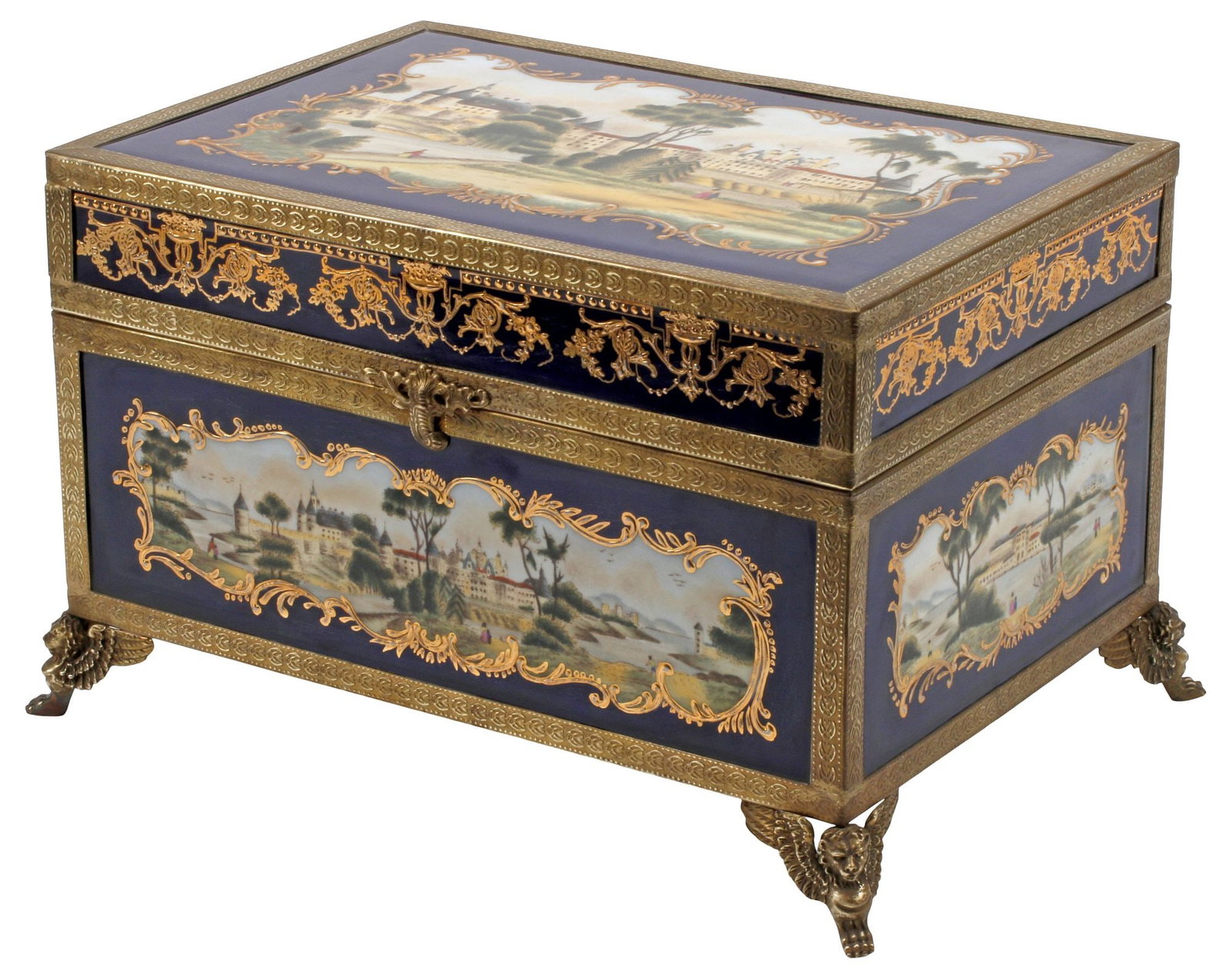 SEVRES STYLE BRONZE-MOUNTED PARCEL-GILT PORCELAIN TABLE BOX (1 of 5)