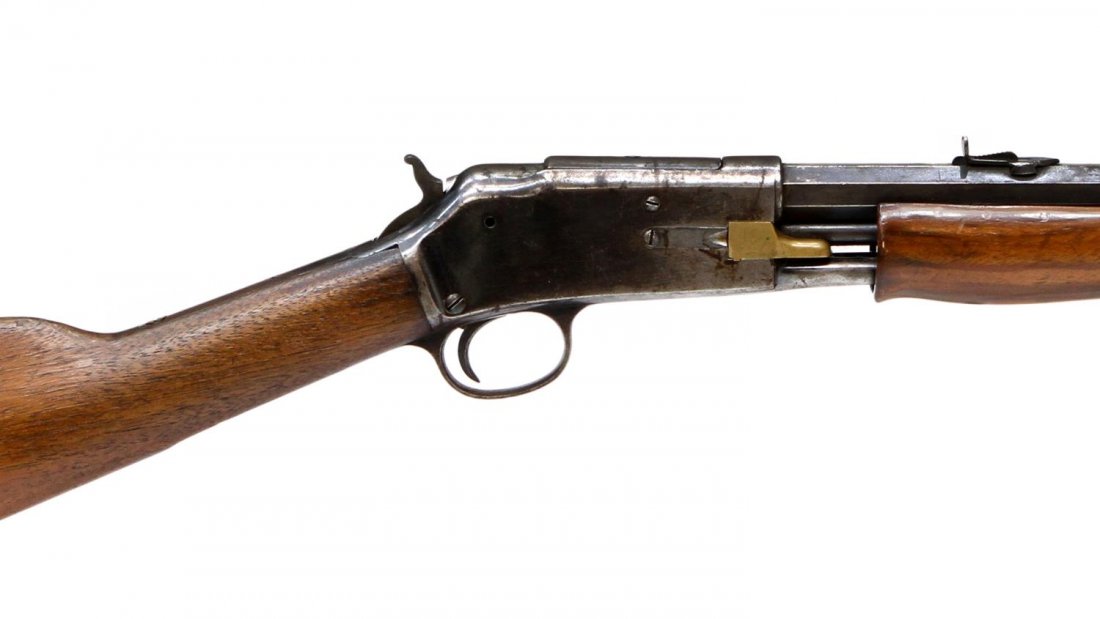 COLT LIGHTNING PUMP .22 CALIBER RIFLE: Colt Lightning Slide Action, Small Frame rifle, .22RF caliber, manufactured 1902, octagonal 17.75" barrel marked "Colt's PT.F.A. MFR.CO.HARTFORD, CT.U.S.A., PATENTED MAY29, SEPT 8 83, MAY 25 85, JUNE 