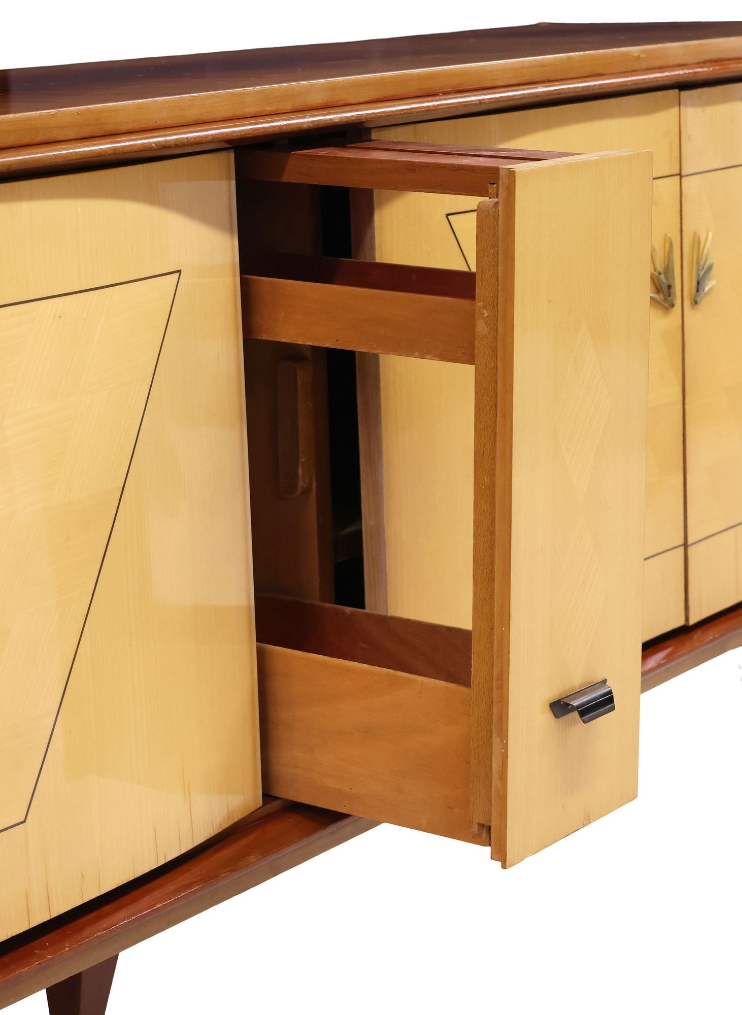 FRENCH MID-CENTURY MODERN INLAID MAHOGANY & MAPLE SIDEBOARD - 5
