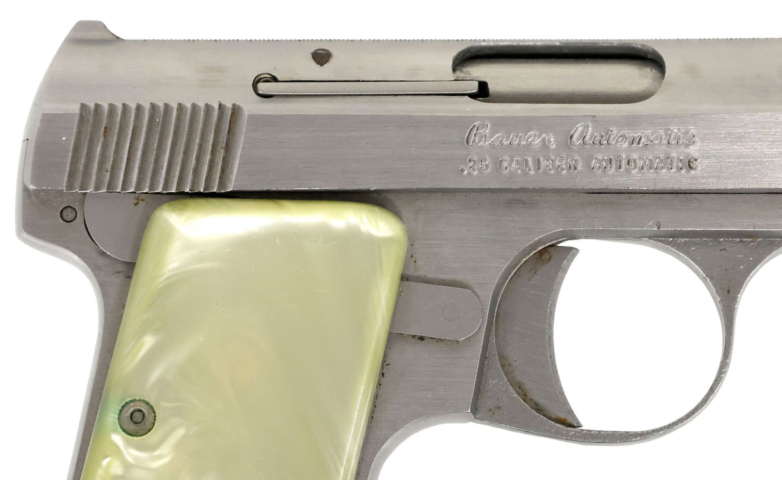 BAUER 25 CALIBER STAINLESS PISTOL, BOX & CASE, CONCEAL CARRY — image 13