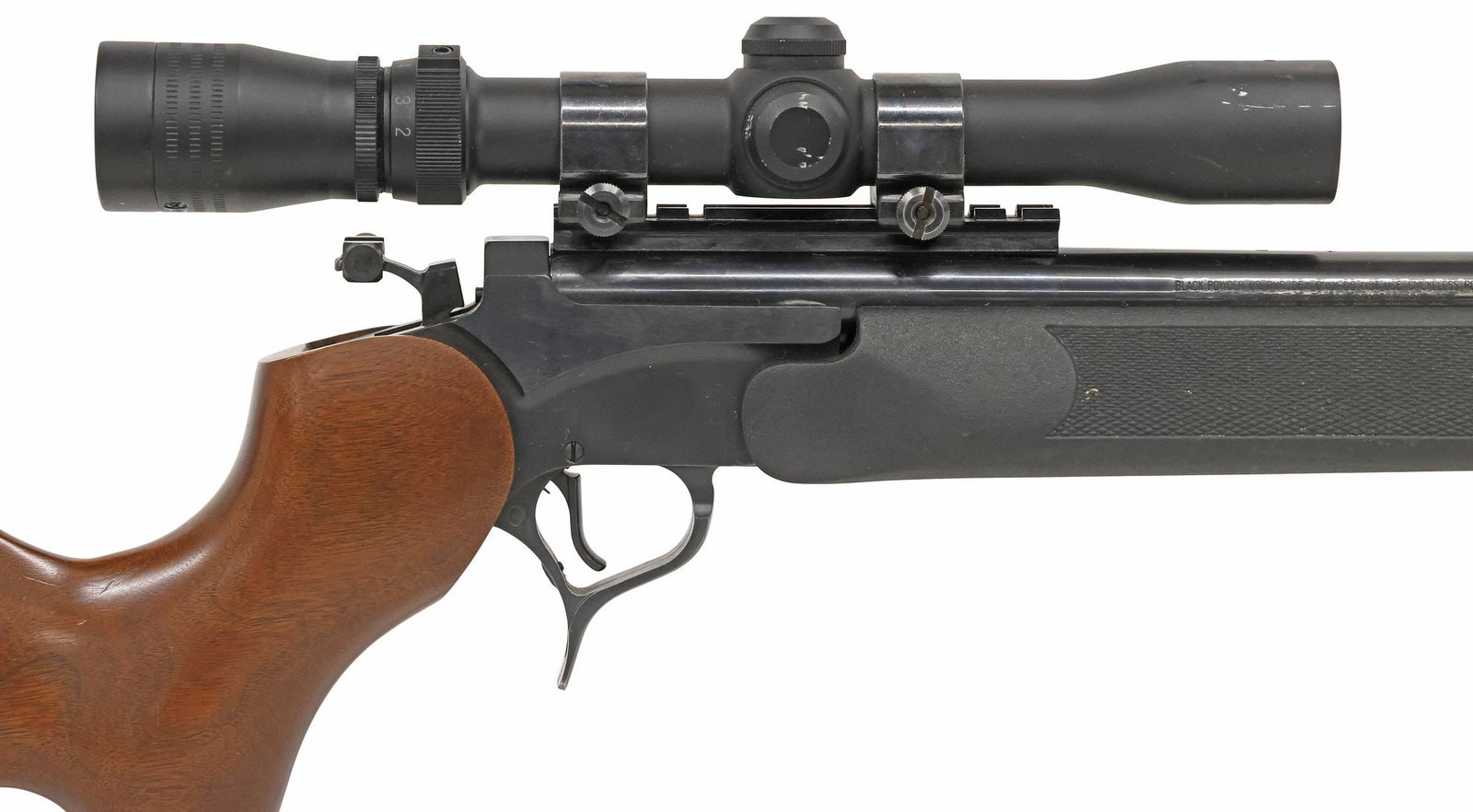 (2) THOMPSON ENCORE 209 x 50 MAG. INLINE RIFLE, SCOPE, & HANDGUN PARTS: (2) Thompson Center Fire Encore Blackpowder Inline Muzzleload Rifle & Handgun Parts: (1) 209 x 50 Magnum caliber, 26.5" break action barrel, ramrod, red fiberoptic ramp front sight, mounted Redfield 2