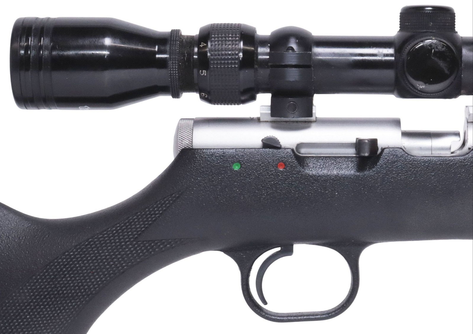 THOMPSON FIRE HAWK 50 CAL MUZZLELOAD INLINE RIFLE & SCOPE: Thompson Center Fire Blackpowder Fire Hawk Muzzleload Inline Rifle, 50 caliber, 24.5" stainless steel barrel, ramrod, white dot ramp front sight, adjustable rear sight, mounted Tasco 3X-9X variable si