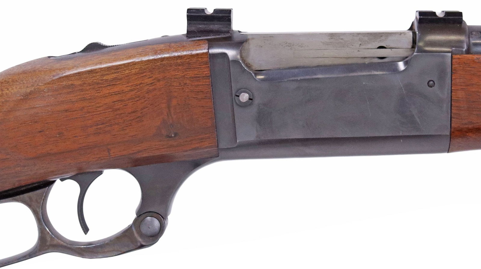 SAVAGE MODEL 99A LEVER RIFLE, .250-3000 CALIBER: Savage Model 99A Rifle, lever action, .250-3000 Savage caliber, 19" barrel, ramp/blade front sight, adjustable rear sight, attached scope mounts, upper thumb safety, hardwood stock, Brute swivel sling