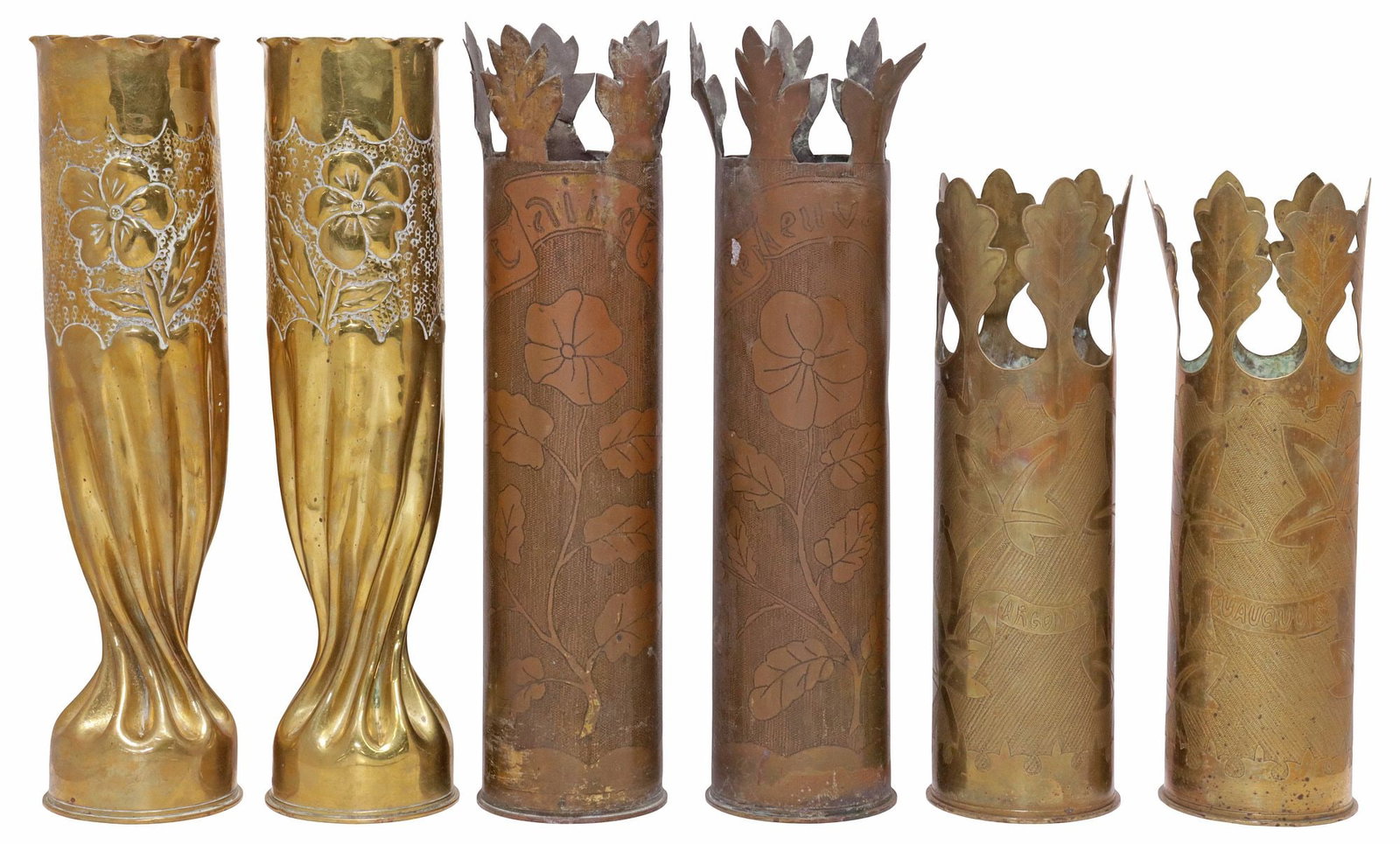 (6) FRENCH WWI-ERA TRENCH ART ARTILLERY SHELL VASES — image 43