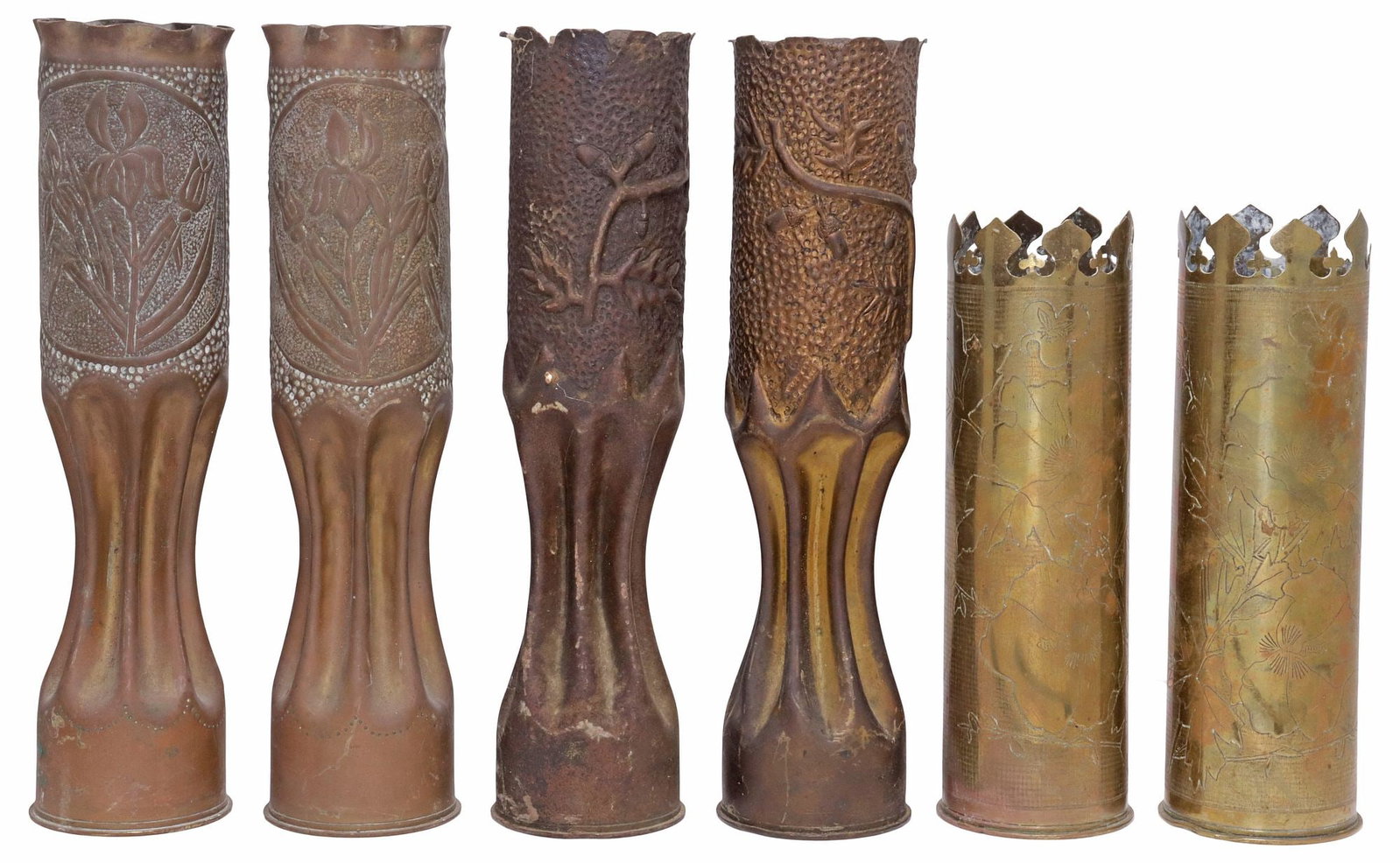 (6) FRENCH WWI-ERA TRENCH ART ARTILLERY SHELL VASES — image 44