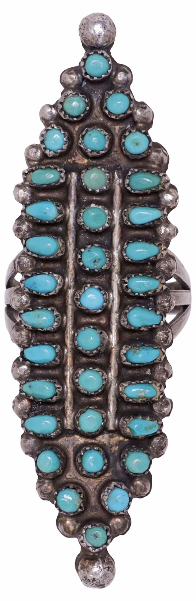 SOUTHWEST SILVER & TURQUOISE PETIT POINT RING