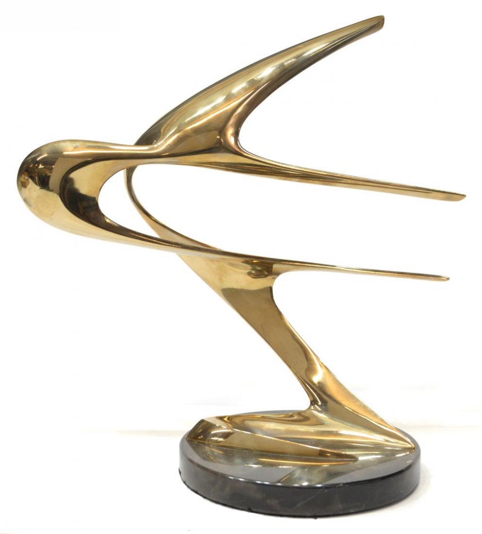 ABSTRACT BRONZE SCULPTURE, 'PASSAGES' BOB BENNETT: Limited Bennett Brothers bronze sculpture, 'Passages' signed Bob Bennett (Bob (Robert) M. Bennett, Californian, 1928 - 2003), numbered 35/50 and dated 1986, accompanied by Bennett Sculpture Certificat