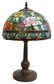 MODERN STAINED & LEADED FLORAL MOTIF TABLE LAMP