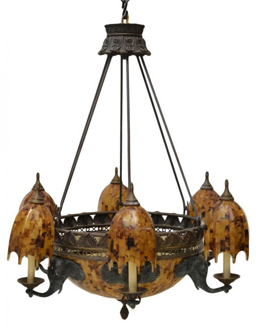 Maitland Smith Eight Light Elephant Chandelier Maitland Smith Eight Light Elephant Chandelier