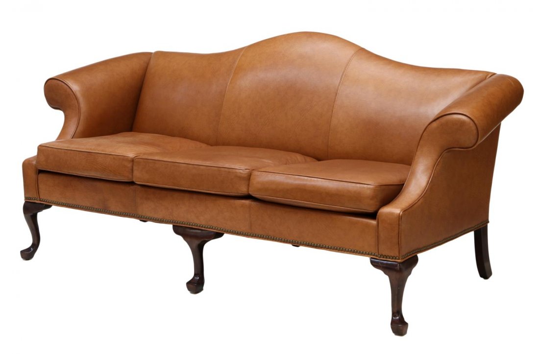 ETHAN ALLEN CAMEL BACK LEATHER SOFA