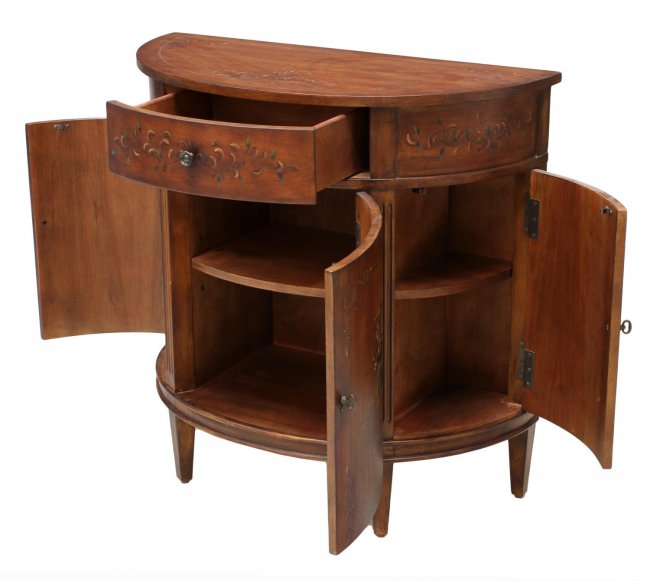 ETHAN ALLEN DEMILUNE CONSOLE CABINET : Lot 365