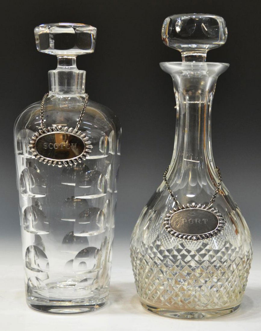 (2) ORREFORS & CUT CRYSTAL LIQUOR DECANTERS