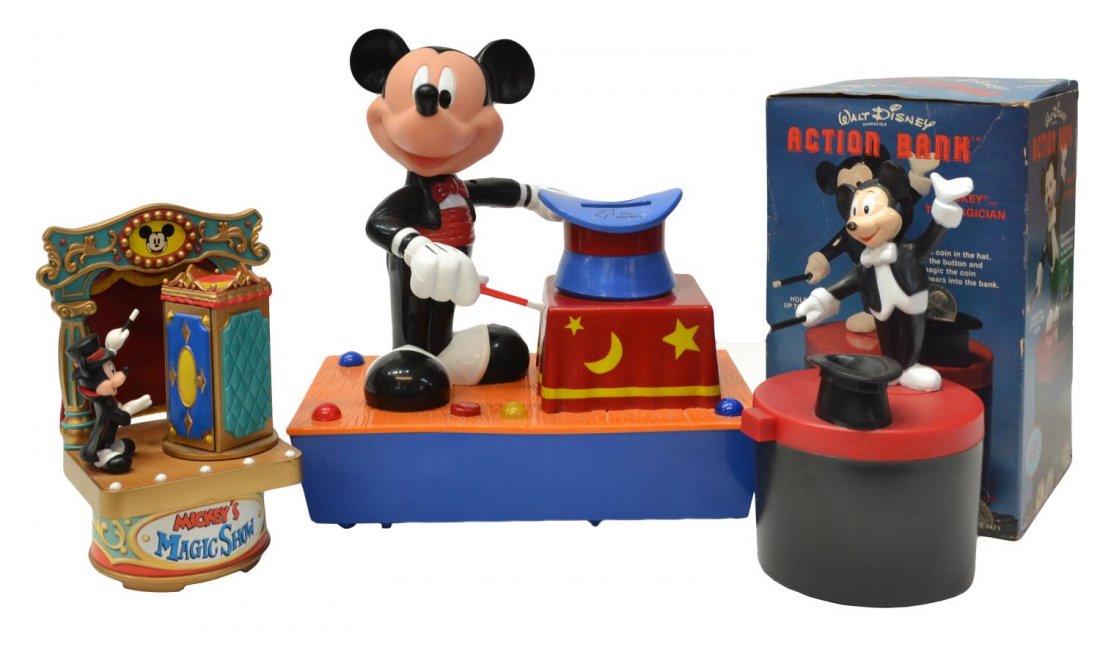 (3) MICKEY MOUSE MUSIC BOX, TALKING BANK TOYS