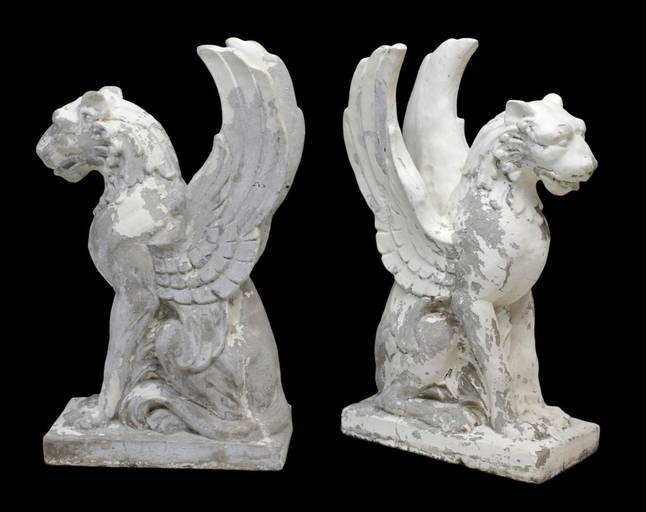 (PAIR) LARGE WINGED GRIFFIN GARDEN STATUARY Nov 23, 2013 Austin