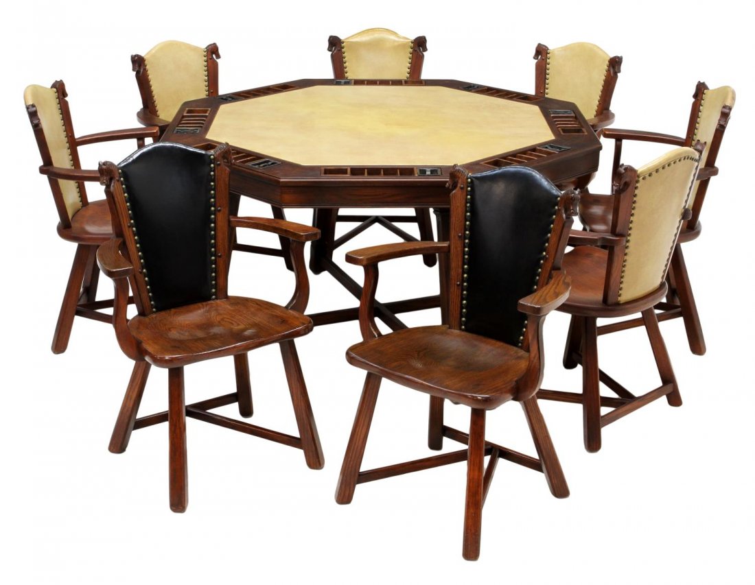 (9) ROMWEBER HORSE HEAD CHAIRS & POKER TABLE - Nov 23 ...