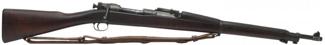 U.S. SPRINGFIELD ARMORY 1903 RIFLE, .30-06: U.S. Springfield Armory Model 1903 rifle, bolt action, .30-06 caliber, 24" barrel marked with SA over ordnance bomb over 2-09, serrated trigger, adjustable rear sight, bayonet lug, walnut stock with i