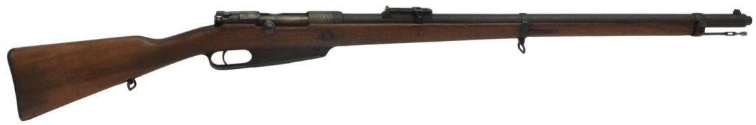 ANTIQUE GERMAN MAUSER MODEL 88 RIFLE: German Mauser rifle, Model 88, Gew 88, straight handle bolt action, 7.92x57mm caliber, receiver ring marked "Z over S over crescent moon over crown over Danzig, 1890, 29" barrel, adjustable rear sight