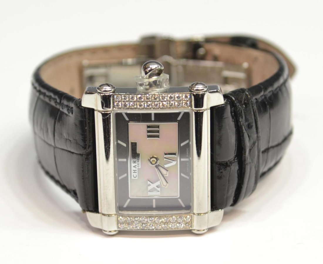 LADIES PHILIPPE CHARRIOL DIAMOND SET WRISTWATCH: Ladies Philippe Charriol Actor wristwatch with diamond set bezel containing (40) pave set round brilliant cut diamonds, approx 0.31ct total weight, average clarity: VVS-2 to VS-1, average color: F-G,