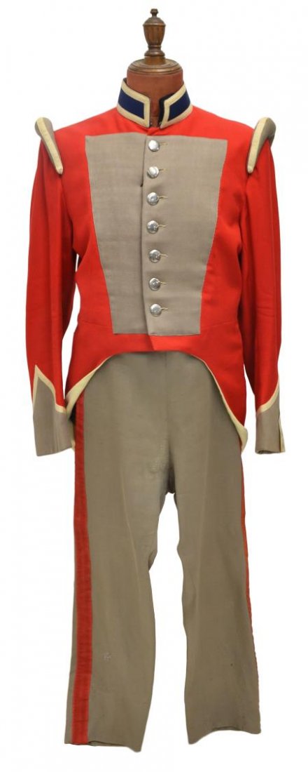 1960 ALAMO MOVIE MEXICAN DRAGOON REPLICA UNIFORM: Mexican Military Dragoon Uniform replica consisting of a jacket and trousers worn in the 1960 production of the movie "The Alamo", filmed at Brackettville, Texas, together with a Certificate of Authen