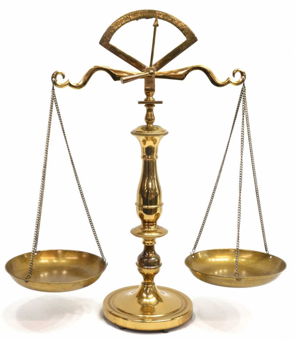 LARGE DECORATIVE BRASS BALANCE SCALE