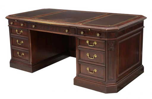 LARGE SLIGH FURNITURE MAHOGANY EXECUTIVE DESK - LARGE SLIGH FURNITURE MAHOGANY EXECUTIVE DESK