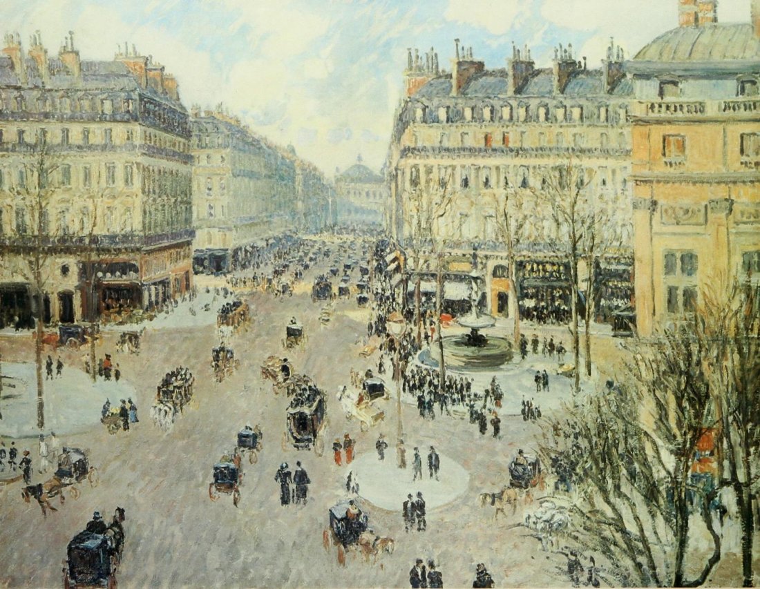 PRINT, PARISIAN STREET SCENE, AFTER G. C. SHERMAN: Framed print on paper, Parisian Street Scene, after Gail Corbett Sherman (American, 1871 - 1952), sight: 23.25"h, 29.75"w, overall: 35.25"h, 41.75"w, 18.5lbs Start Price: $100.00