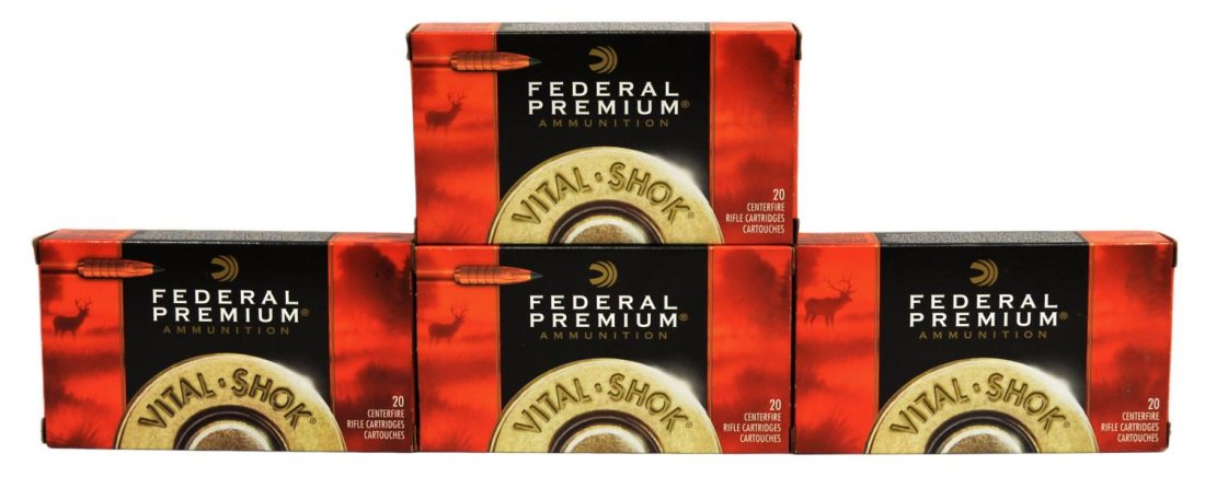 (4) BOXES FEDERAL 30-06 AMMUNITION: *THIS LOT NOT AVAILABLE FOR SHIPPING* (4) Boxes Federal Premium 30-06 Springfield ammunition, (1) box165 grain, (3) boxes 180 grain, Trophy Copper, 20 rounds per box, box size: 1.25"h, 6"w, 3.5"d, 3.7