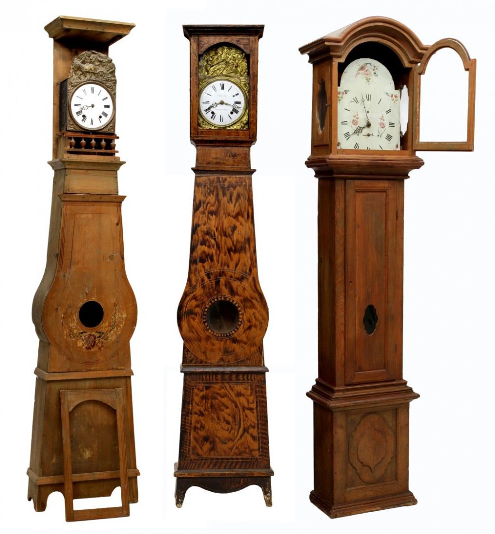 (3) ANTIQUE TALL CASE CLOCKS FOR PARTS