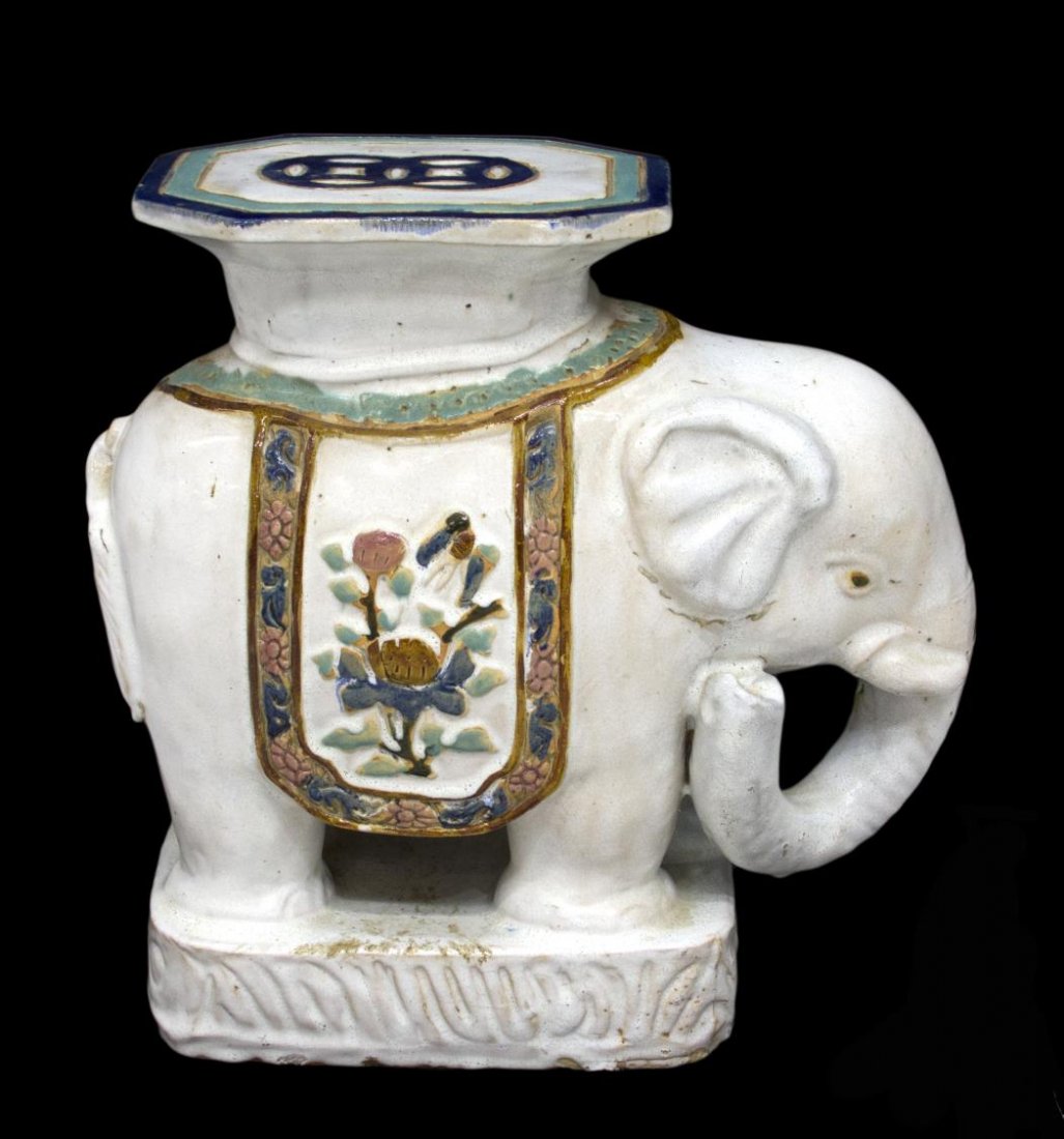 VIETNAMESE GLAZED CERAMIC ELEPHANT STOOL