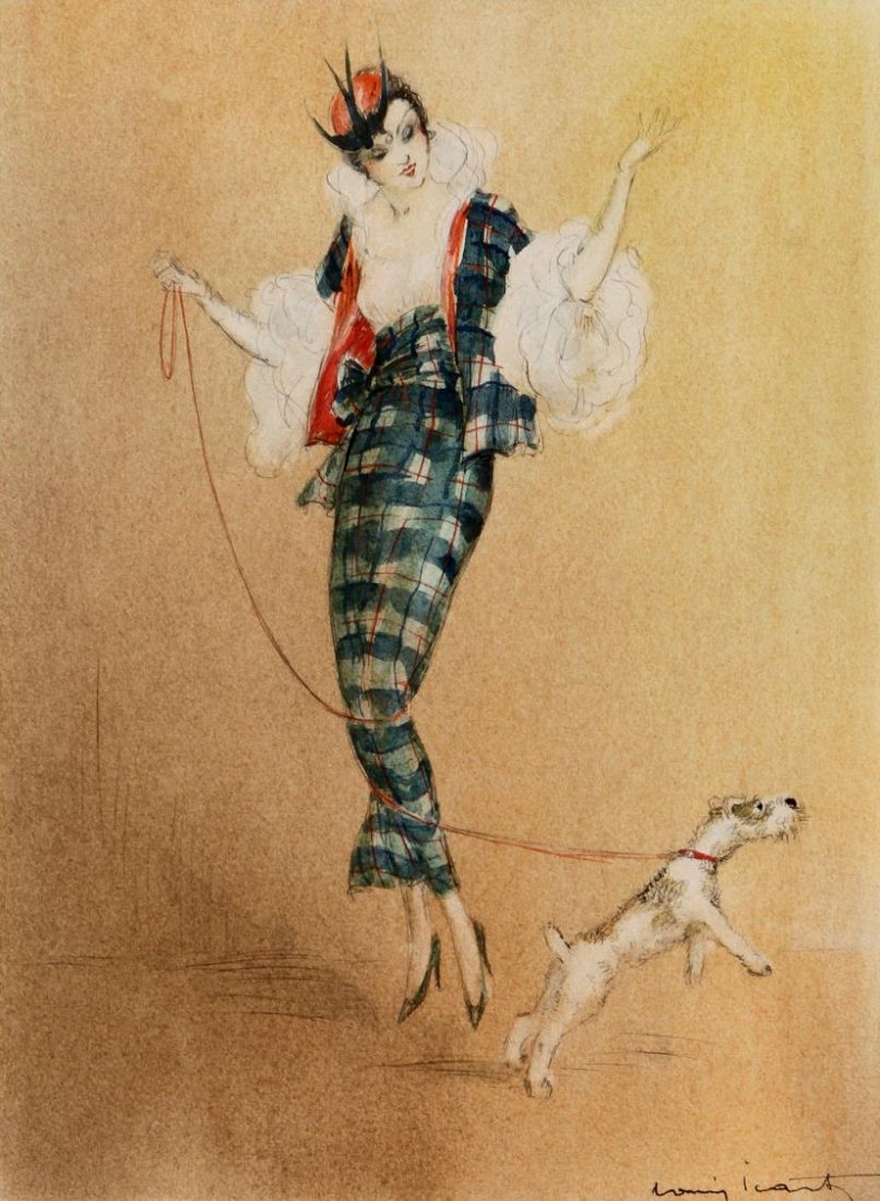 SCARCE LOUIS ICART ETCHING "ENTANGLED": Framed print on paper, "Entangled", signed lower right Louis Icart (Louis Justin Laurent Icart, French, 1888-1950), sight: 11"h, 8.25"w, overall: 19.75"h, 15"w, 3.5lbs *Provenance: Estate of Sam Sitte