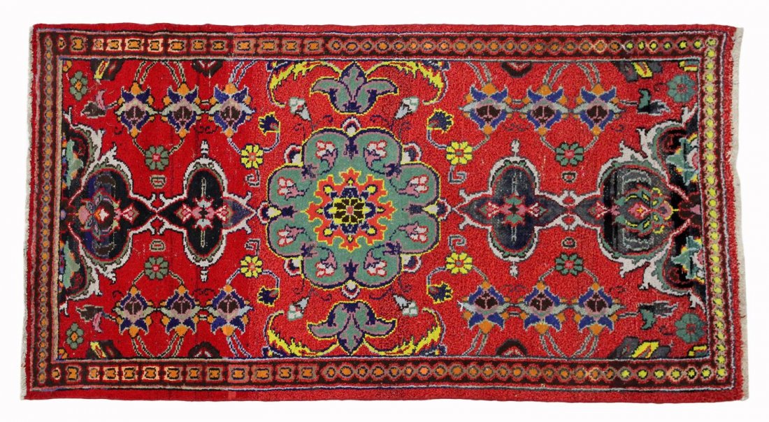 SEMI-ANTIQUE AFGHAN KAVKAZ WOOL RUG: Afghan Kavkaz hand tied wool rug, mid 20th c., 6'3"l, 3'4"w Start Price: $150.00