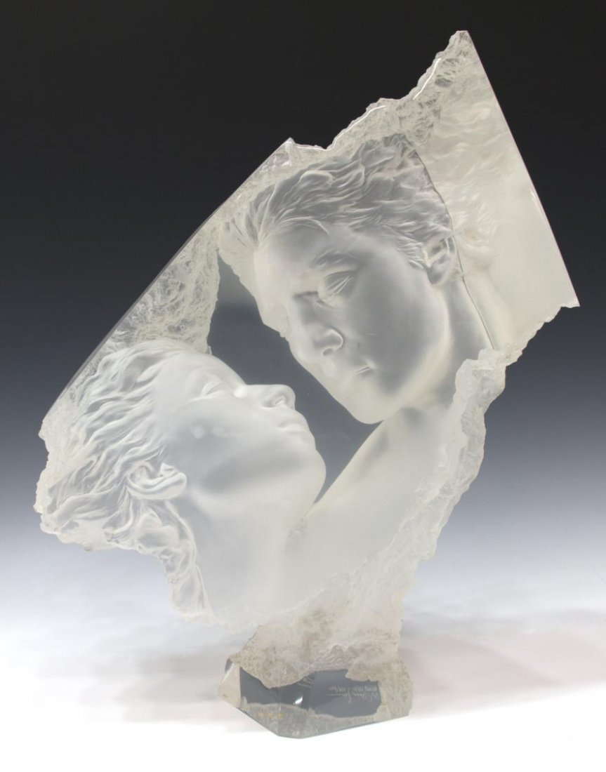 MICHAEL WILKINSON, ACRYLIC SCULPTURE "HAVEN I": Acrylic sculpture "Haven I", signed, numbered at back, Wilkinson, 109/500, copyright 1996 (Michael N. Wilkinson, American, b. 1949), 21"h, 16'w, 7"d, 27lbs Start Price: $800.00