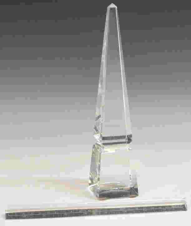 (2) BACCARAT COLORLESS CRYSTAL OBELISK & RULER