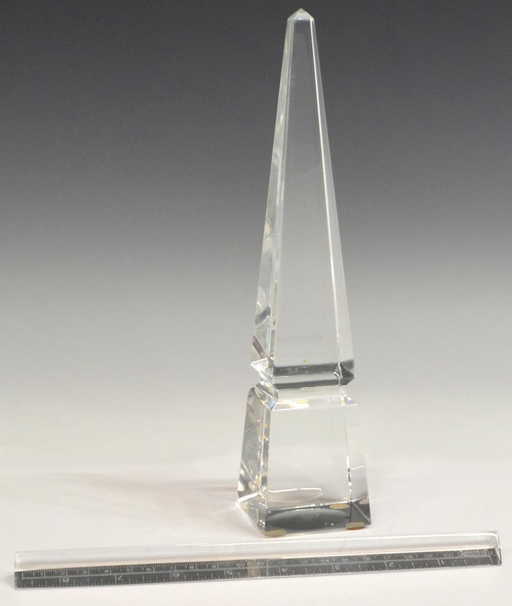 (2) BACCARAT COLORLESS CRYSTAL OBELISK & RULER