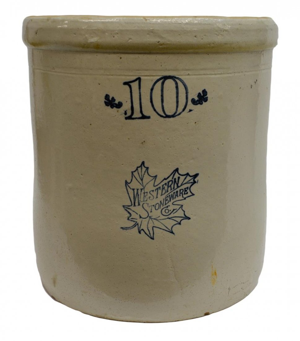 AMERICAN WESTERN STONEWARE 10 GALLON CROCK