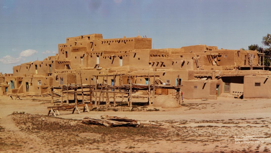 (6)E.O. GOLDBECK (1892-1986) NATIONAL PARK PHOTOS: (lot of 6) Eugene Omar Goldbeck (Texas, 1892-1986) unframed color photographic prints: (1) "Taos Pueblo, New Mexico", 10"h, 40.75"w; (1) "The Royal Gorge and World's Highest Bridge, Canyon City, Color