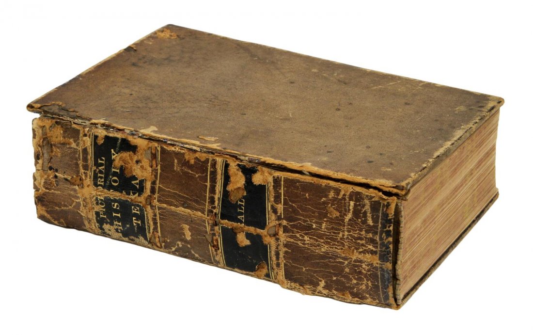 BOOK: "A PICTORIAL HISTORY OF TEXAS", THRALL, 1879: Book: "A Pictorial History of Texas", Homer S. Thrall, N.D. Thompson & Co., St. Louis, 1879, second edition, 861 pages, illustrated, leather boards precariously attached to spine, leather and letter l
