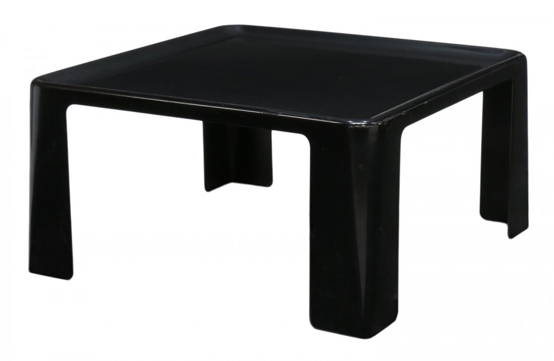 ITALIAN MODERN "FIBERLITE" TABLE, MARIO BELLINI: Italian modern black "Fiberlite" table, c. 1990, design by Mario Bellini (Italian, b. 1935), for C&B, Italy, 14.25"h, 27.25"w, 27.25"d Start Price: $100.00