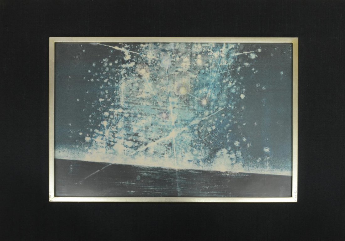 HOSHI, JAPANESE WOODBLOCK PRINT, ' MILKY WAY (A)': Framed Japanese woodblock print, "The Milky Way (A)" by Joichi Hoshi (Japanese, 1913-1979), title written verso, mark on lower right corner, approx sight: 11.25"h, 16.25"w, overall: 17"h, 23.5"w, 3.75