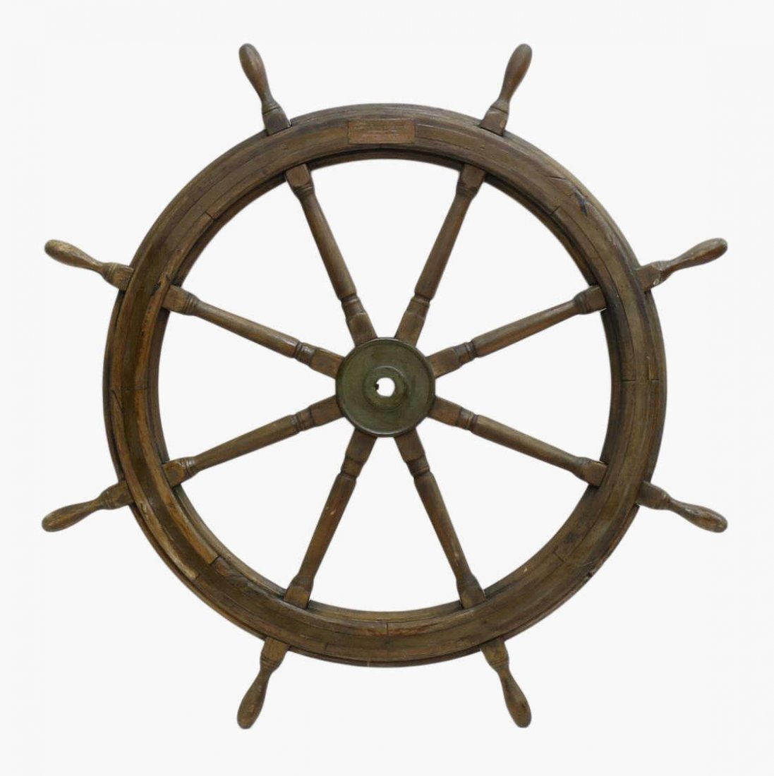 LARGE WOOD & BRASS SHIPS WHEEL (1 of 2)