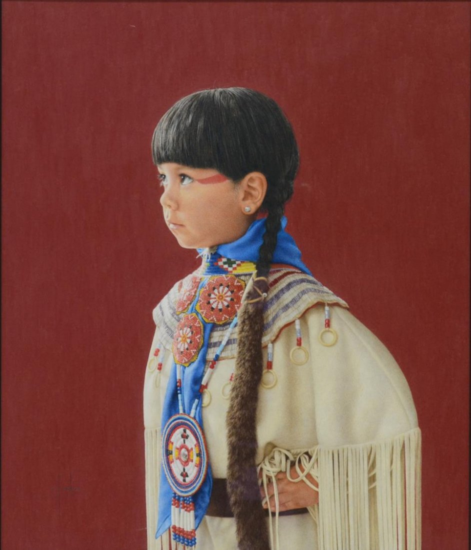 STEVE FORBIS (TEXAS, B. 1950) PORTRAIT INDIAN GIRL (1 of 3)