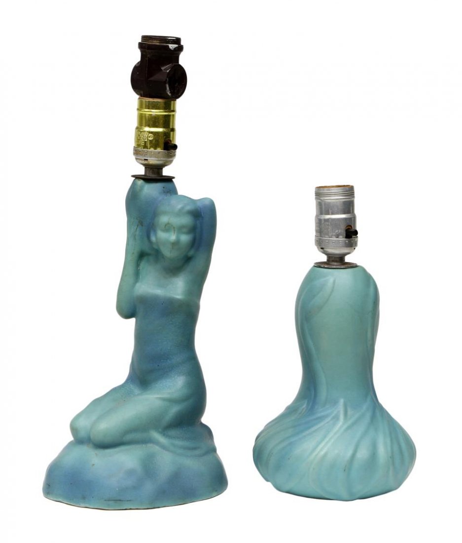 (2) VAN BRIGGLE ART POTTERY TABLE LAMPS, FIGURAL (1 of 5)