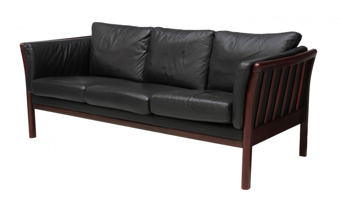 DANISH MID-CENTURY MODERN BLACK LEATHER SOFA (1 of 3)