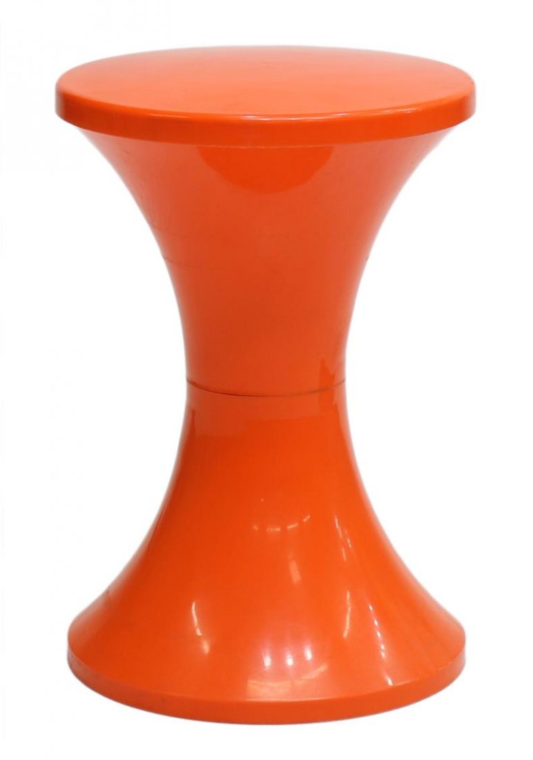 ITALIAN MODERN ORANGE PLASTIC STOOL (1 of 2)