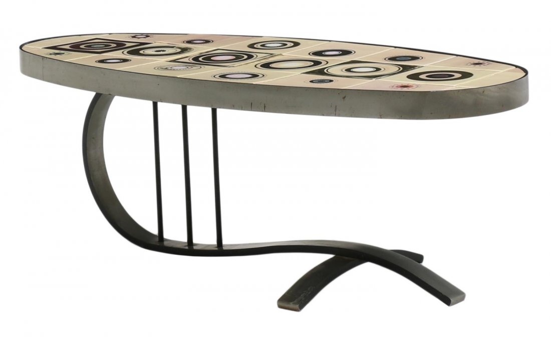 FRENCH DESIGN WROUGHT IRON & TILE COFFEE TABLE (1 of 3)