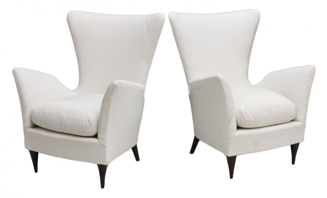 (PAIR) ITALIAN MID-CENTURY MODERN WINGBACK CHAIRS (1 of 3)