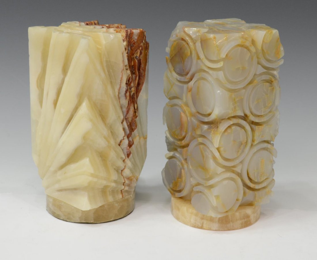 (2) CONTINENTAL CARVED ONYX TABLE LAMPS (1 of 5)