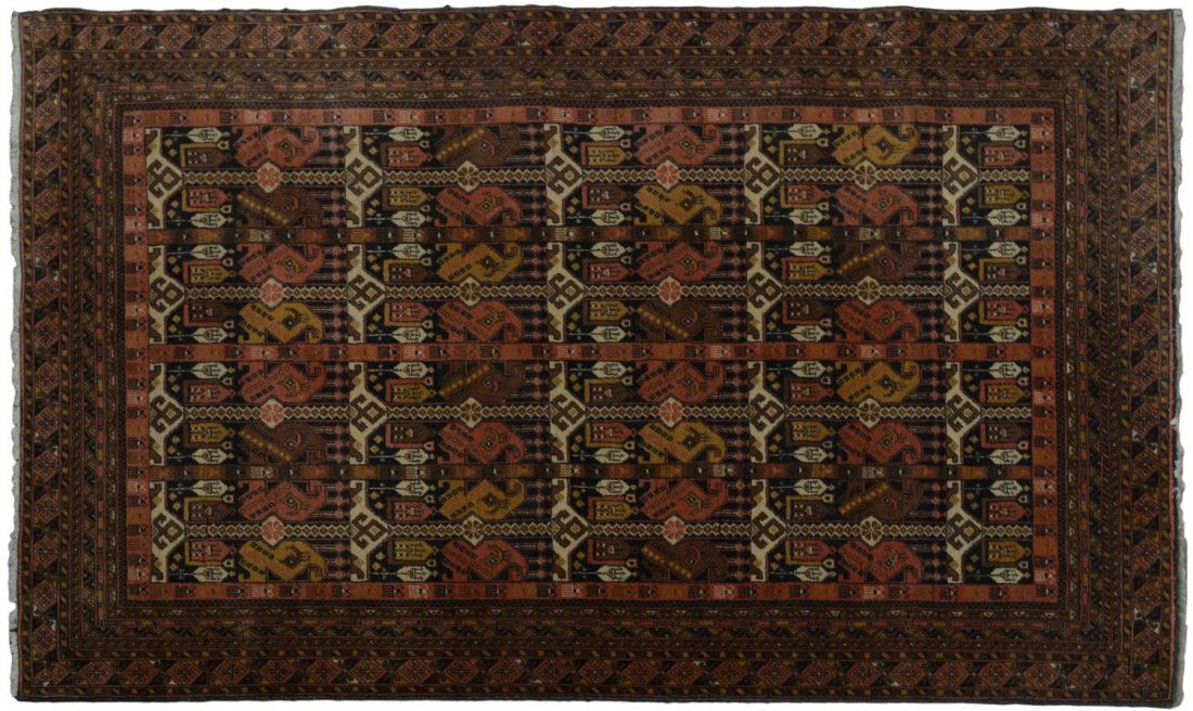 AFGHAN HAND WOVEN PANEL MOTIF RUG, 6' x 3'7" (1 of 4)