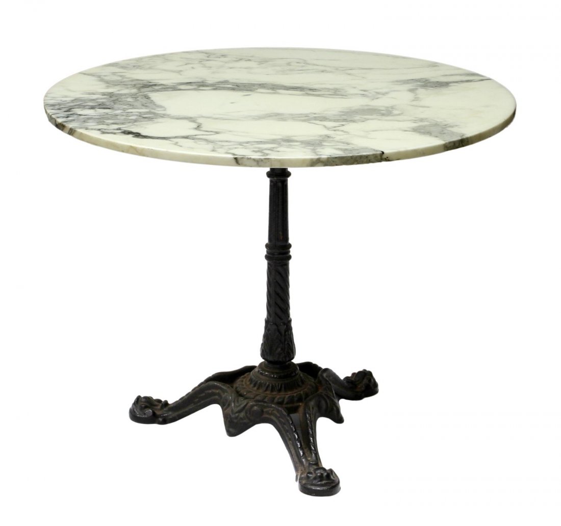 ITALIAN MARBLE TOP IRON BASE TABLE (1 of 3)