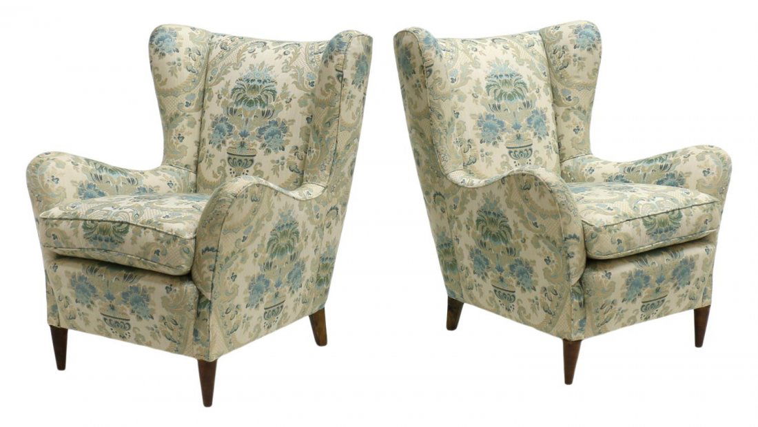 (PAIR) ITALIAN MID-CENTURY MODERN WINGBACK CHAIRS (1 of 3)